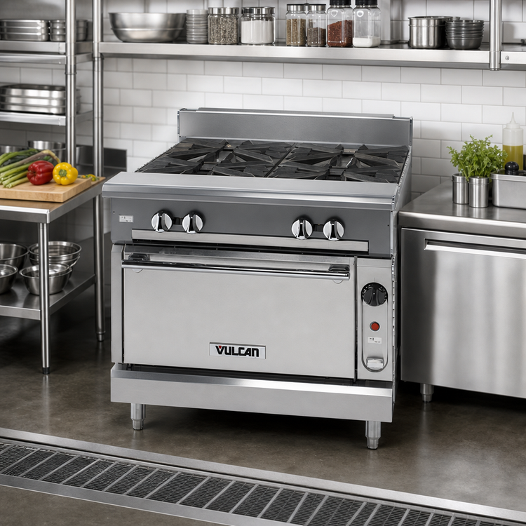 Product image #2 for V Series 36-Inch Heavy Duty Gas Charbroiler Range with Standard Oven Base