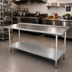 Thumbnail image #2 for Advance Tabco 84-Inch x 30-Inch Stainless Steel Work Table with 1-1/2-Inch Rear Up-Turn and Galvanized Undershelf