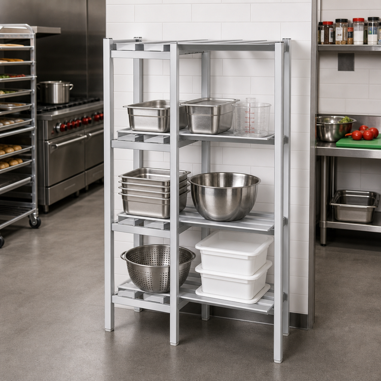 Product image #2 for Channel-Style Aluminum 3-Shelf Dunnage Shelving, 42 x 24 x 64 Inches