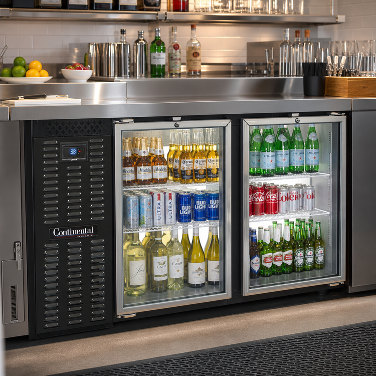 Product image #2 for Continental Refrigerator BB59SNGDPT Shallow Depth Pass-Thru Back Bar Cooler with Glass Doors
