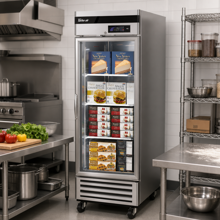 Product image #2 for Turbo Air Super Deluxe One-Section Glass Door Reach-In Freezer, 19.13 Cu. Ft., Bottom Mount, Self-Contained