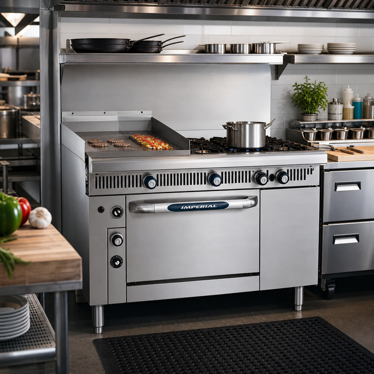 Product image #2 for Imperial Spec Series Heavy Duty 36-Inch Gas Range with 18-Inch Griddle, 18-Inch Hot Top and Standard Oven