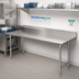 Thumbnail image #2 for Eagle Group Straight Clean Dishtable, Right-to-Left, 96-Inch x 30-Inch, 8-Inch Backsplash, 16-Gauge 304 Stainless Steel Top