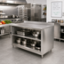 Thumbnail image #2 for Advance Tabco Special Value 36-Inch x 24-Inch 16-Gauge 304 Stainless Steel Economy Work Table with 5-Inch Backsplash and Mid Shelf