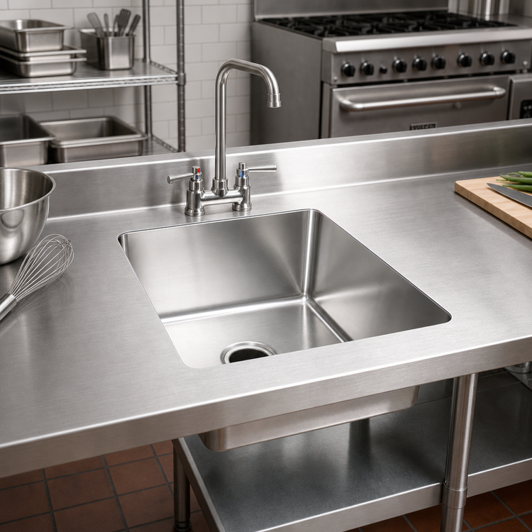 Product image #2 for John Boos CUT1618144 Weld-In Undermount 1-Compartment 16" x 18" x 14" 14-Gauge Type 300 Stainless Steel Sink
