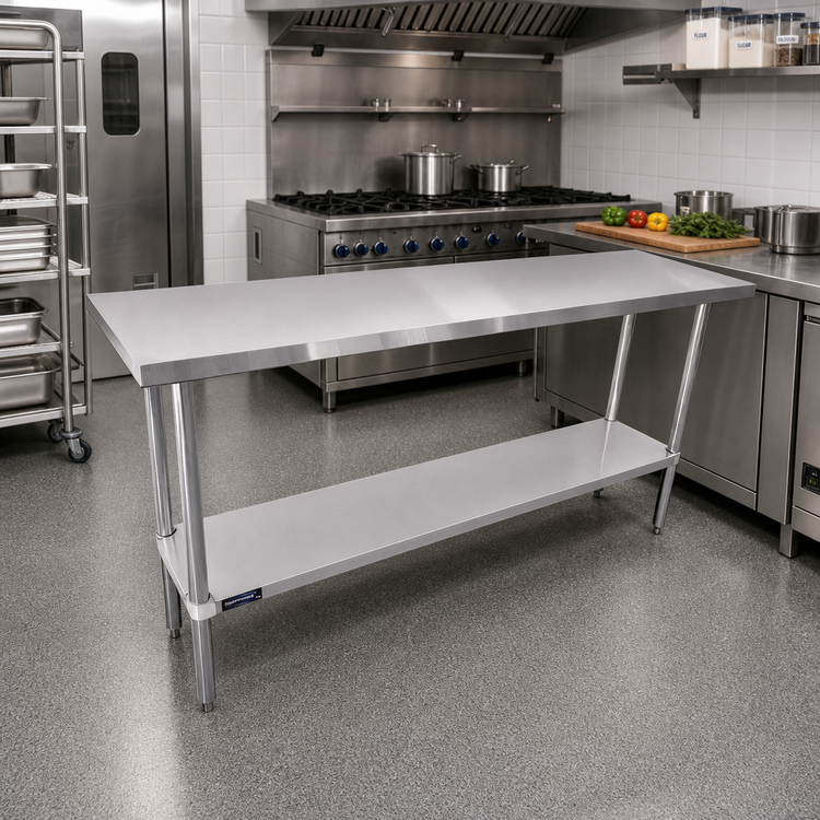 Product image #2 for Sapphire 60-Inch x 30-Inch Stainless Steel Flat Top Work Table with Undershelf