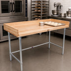 Thumbnail image #2 for John Boos DSB12 60 x 36 Inch Northern Hard Rock Maple Bakers' Table, 1-3/4-Inch Top, Stainless Steel Base, 4-Inch Coved Riser