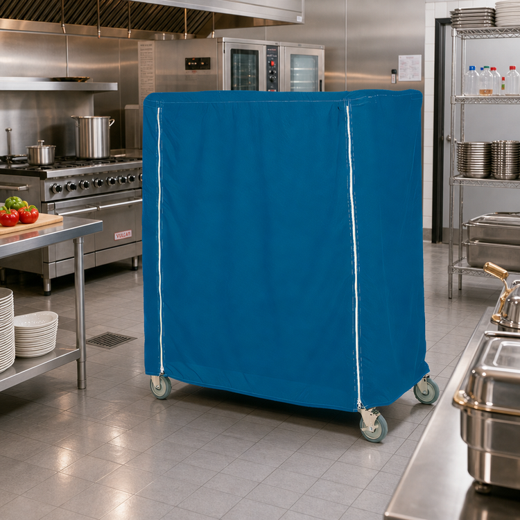 Product image #2 for Metro 60 x 21 x 74 Inch Mariner Blue Nylon Cart Cover for Queen Mary & Banquet Carts
