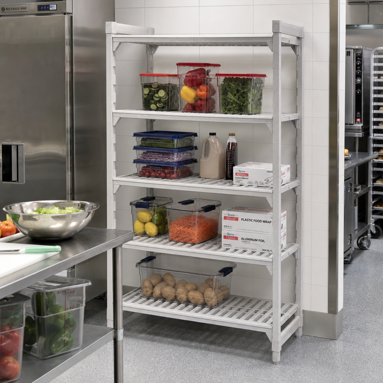 Product image #3 for Cambro Camshelving Premium 4-Shelf Vented Add-On Polymer Shelving Unit, 24-Inch Deep x 36-Inch Wide x 64-Inch High, Speckled Gray