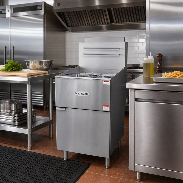 Product image #2 for Serv-Ware SGF-70L 75 lb Natural Gas Floor Fryer with Thermostatic Controls