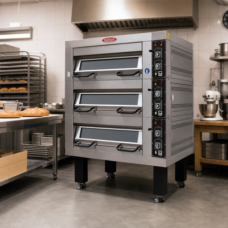 Product image #2 for BakeMax Electric Two-Deck Artisan Stone Deck Oven for 18" x 26" Pans