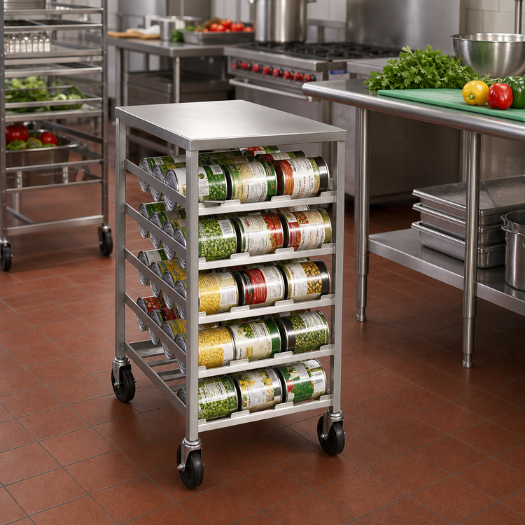 Product image #2 for Half-Size Mobile Can Rack with Stainless Steel Top, 72 #10 Can Capacity