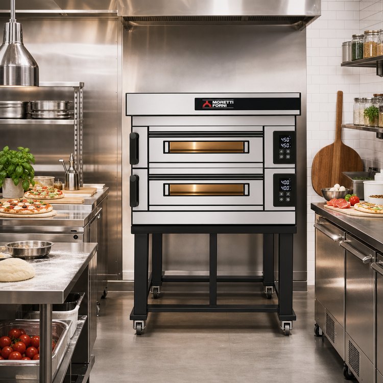 Product image #2 for Moretti Forni S125E Series 2-Deck Electric Pizza Oven with Stand