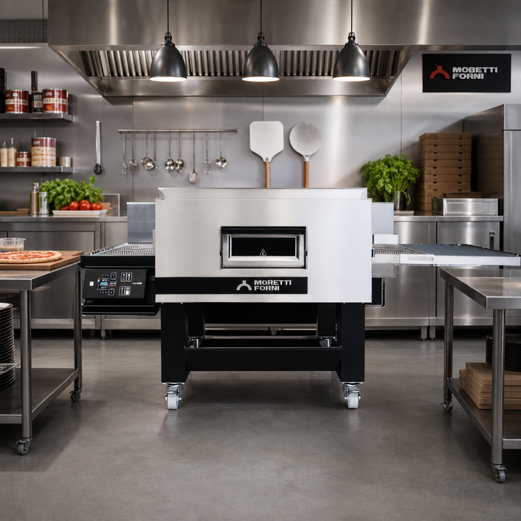 Product image #2 for Moretti Forni TT96E1S Single-Deck Electric Conveyor Pizza Oven with Stand