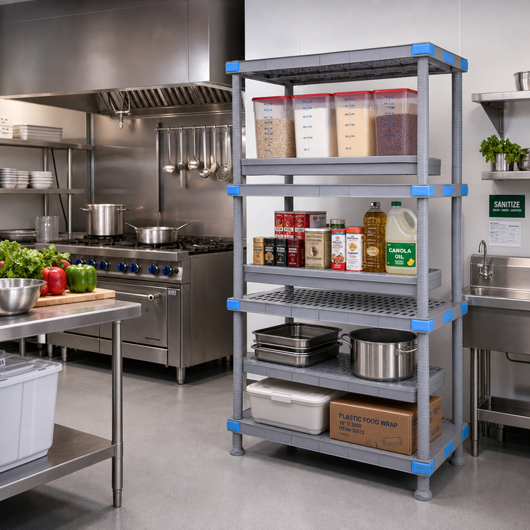 Product image #2 for Quantum Millenia Polymer Stationary Starter Shelving Unit, 30 x 24 x 74 Inches, 2,000 lb. Capacity, Gray