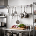 Thumbnail image #2 for John Boos Wall-Mount Double-Bar Pot Rack with 8 Stainless Steel Double Hooks, 48 x 12 x 16 Inches