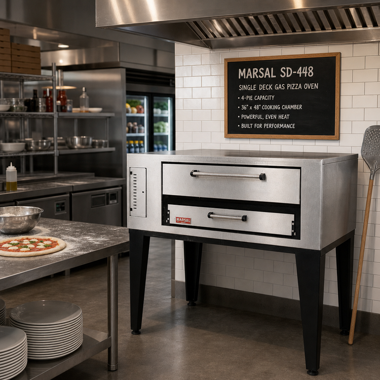 Product image #2 for Marsal SD-448 Single Deck Gas Pizza Oven, 4-Pie Capacity, 36 x 48-Inch Chamber
