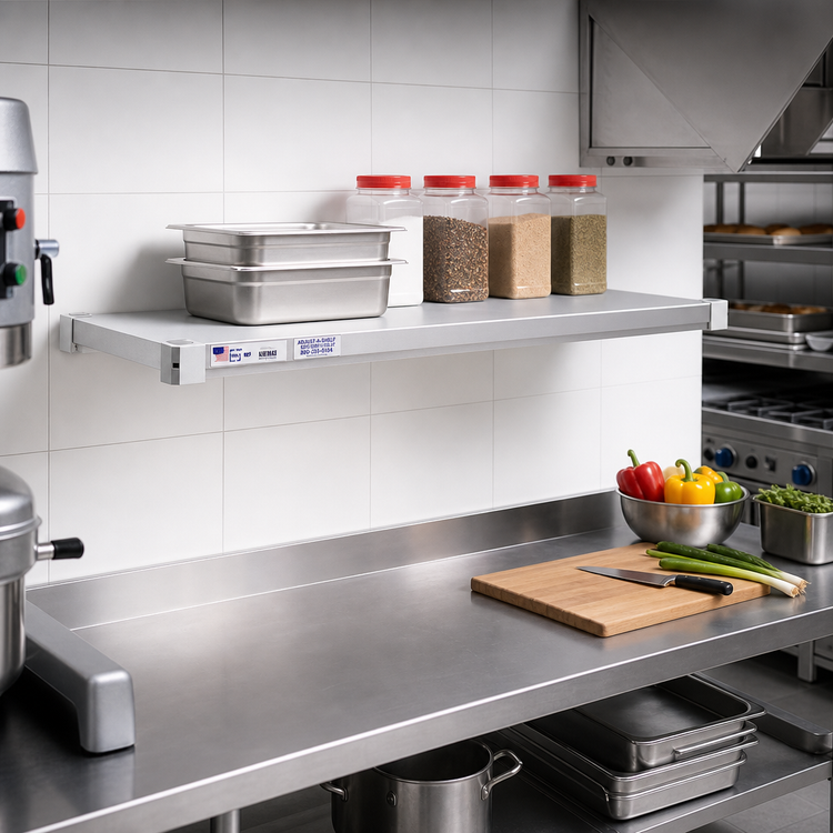 Product image #3 for New Age Adjust-A-Shelf Solid Brute Series Aluminum Shelf, 48 x 15 Inches, 800 lb Capacity