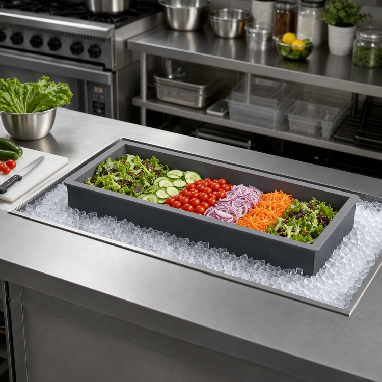 Product image #2 for Vollrath 36453 5-Pan Drop-In Non-Refrigerated Ice-Cooled Cold Pan, 68 x 26 Inches