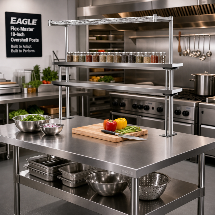 Product image #2 for Eagle Flex-Master 18-Inch Stainless Steel Table-Mount Overshelf Posts