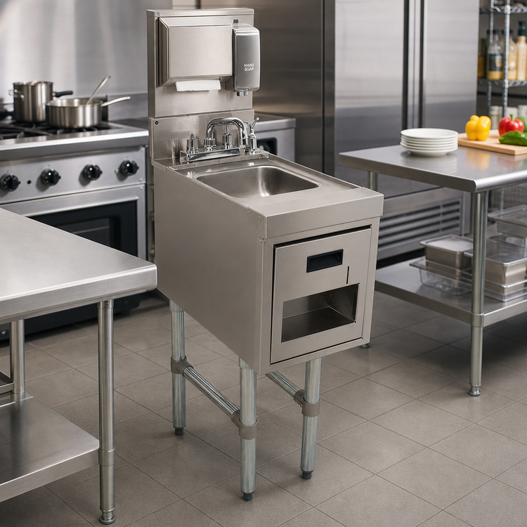 Product image #2 for Advance Tabco Underbar Basics 12-Inch Freestanding Hand Sink with Soap and Towel Dispensers