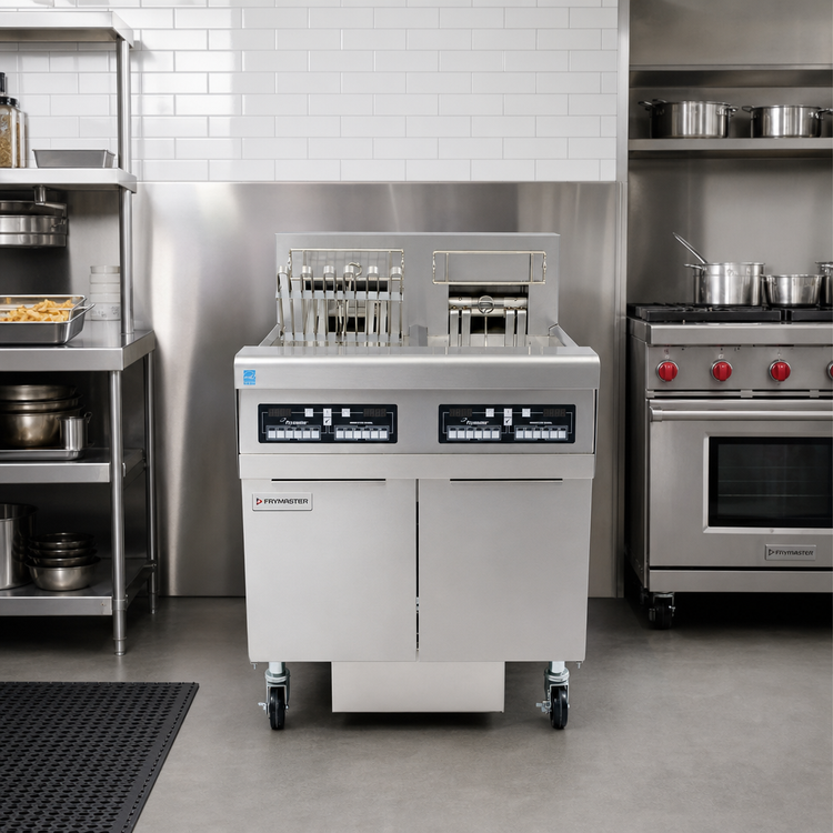 Product image #2 for Frymaster RE High Efficiency 2-Bay Electric Fryer Battery with Built-In Filtration, 2 x 50 lb. Full Frypots