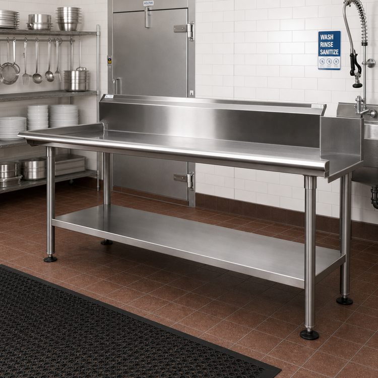 Product image #2 for John Boos Stainless Steel Dishtable Undershelf, 113-5/8 Inch W x 24-1/8 Inch D