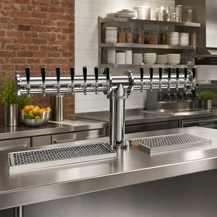 Product image #2 for Glastender 14-Faucet Countertop Pipe Tee Glycol-Cooled Draft Dispensing Tower