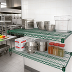 Thumbnail image #3 for Steel Works Stainless SW2442G Heavy-Duty Green Epoxy-Coated Wire Shelf, 42 x 24 Inches, 800 lb Capacity Case of 4