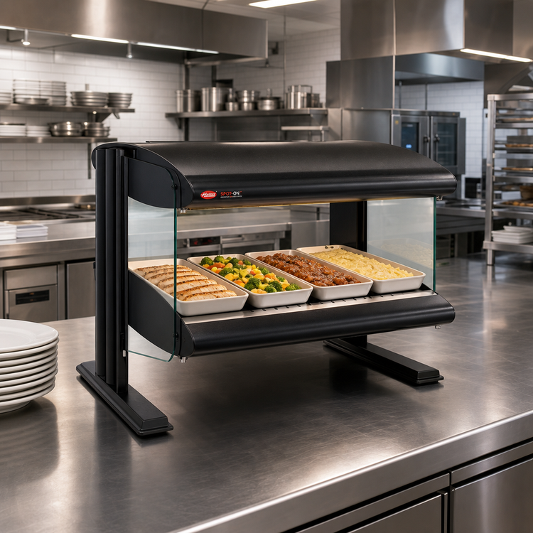 Product image #2 for Hatco Spot On Horizontal Heated Zone Merchandiser Warmer, 46-Inch Countertop, 1 Shelf, 4 Zones, 120V