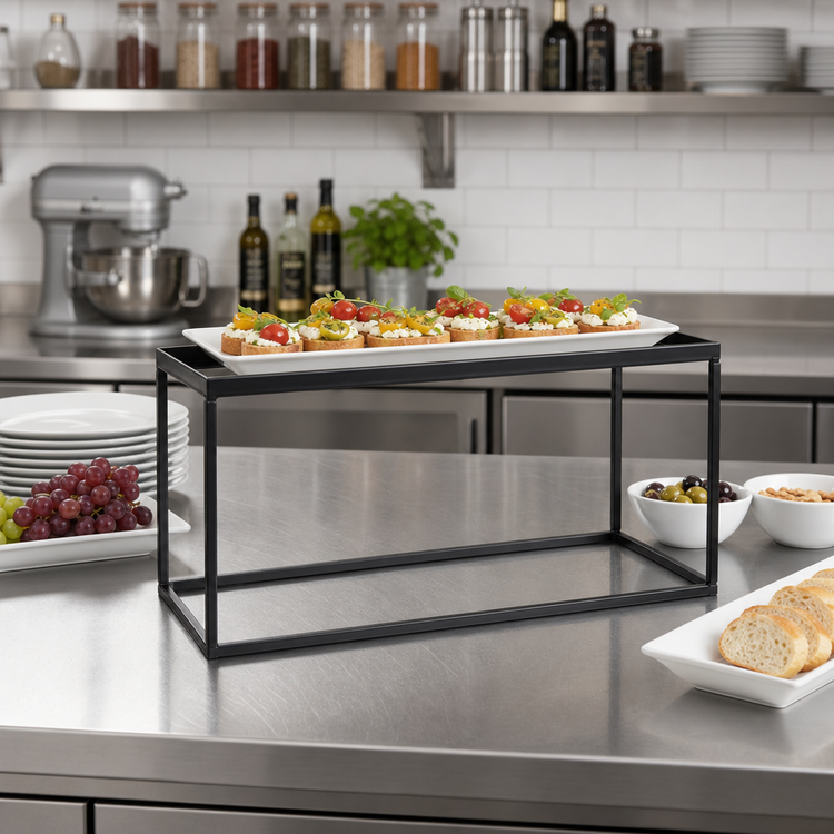 Product image #3 for American Metalcraft Twilight Rectangular Black Metal Buffet Riser, 15 x 5-1/2 x 6 Inches