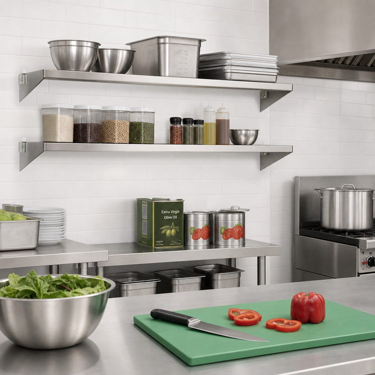 Product image #2 for Eagle Group Left Single-Knob Stainless Steel Shelf Bracket for Cantilevered Shelving, 14-Inch