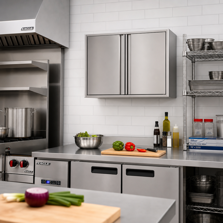 Product image #2 for Eagle Group 30-Inch Wall-Mounted Stainless Steel Wall Cabinet with Hinged Doors