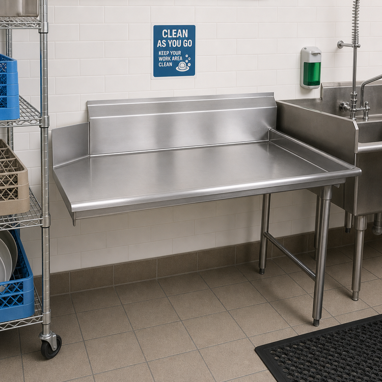 Product image #2 for Advance Tabco Special Value Series Right-Side Straight Clean Dishtable with 10-1/2-Inch Backsplash, 35 x 30 Inches