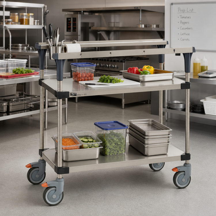 Product image #2 for Metro PrepMate® MultiStation 18 x 36 Inch Prep Cart Kit with Solid Stainless Steel Shelves