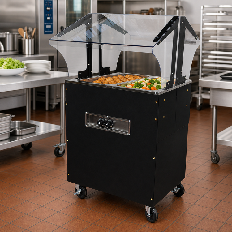 Product image #2 for Advance Tabco Triumph Supreme Portable Electric Hot Food Buffet Table, 2-Well, Double-Sided Sneeze Guard, 120V