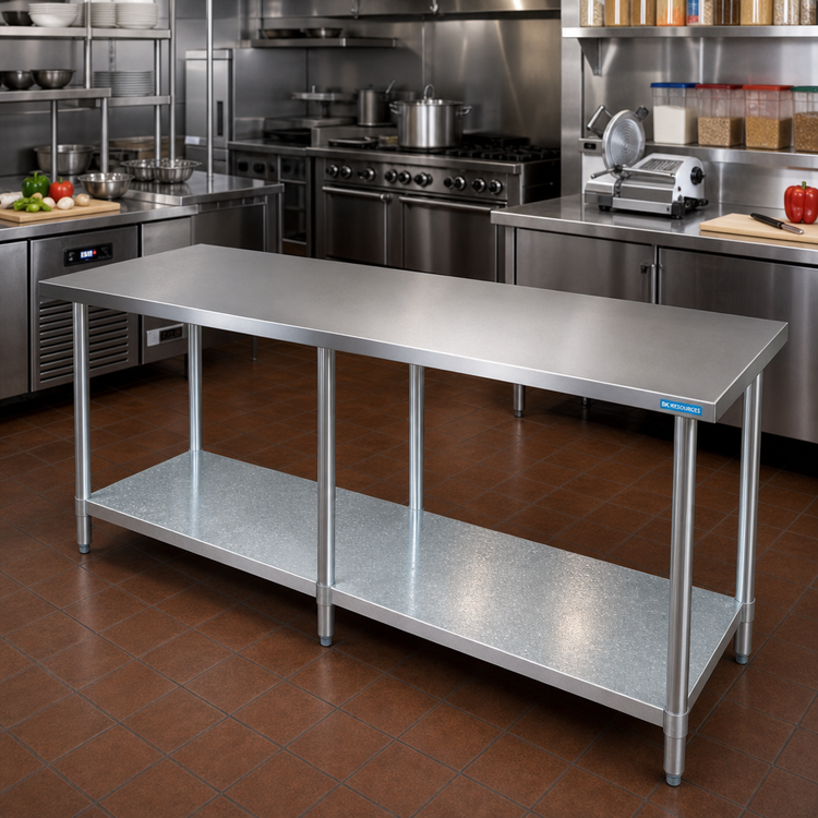 Product image #2 for BK Resources 84" x 30" 18-Gauge Stainless Steel Work Table with Galvanized Undershelf
