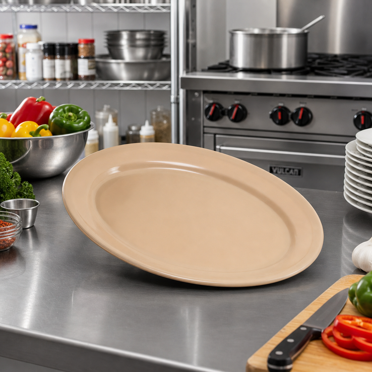 Product image #3 for Dallas Ware 12 x 8-1/2 Inch Oval Melamine Platter, Tan