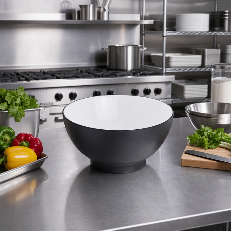 Product image #3 for American Metalcraft 85 oz Round Melamine Bowl, Black/White