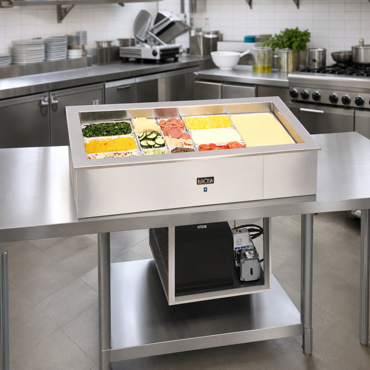 Product image #2 for La Rosa Refrigeration 6-Pan Drop-In Self-Contained Refrigerated Cold Pan, 3-Inch Recessed