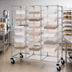Thumbnail image #2 for Mobile Triple-Bay Bin Cart with Slides for 21 Bins, Chrome Plated Finish