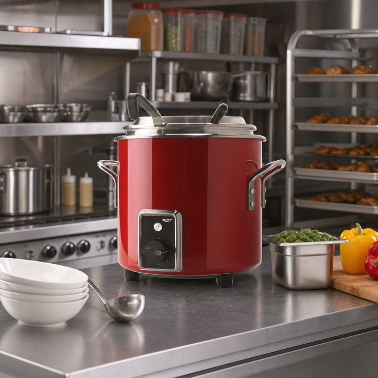 Product image #2 for Vollrath Cayenne Retro Stock Pot Kettle Rethermalizer, 11 Quart, Fire Engine Red