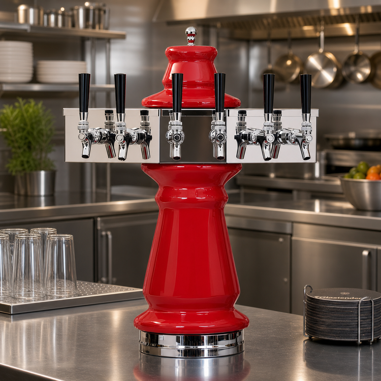 Product image #2 for Glastender Vienna 6-Faucet Polished Brass Air-Cooled Countertop Draft Dispensing Tower