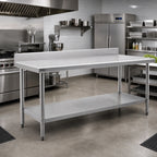 Thumbnail image #2 for Eagle Group Spec-Master T3672SEM-BS 72-Inch Stainless Steel Work Table, 36-Inch Deep, 14-Gauge 300 Series Top, Backsplash and Adjustable Undershelf