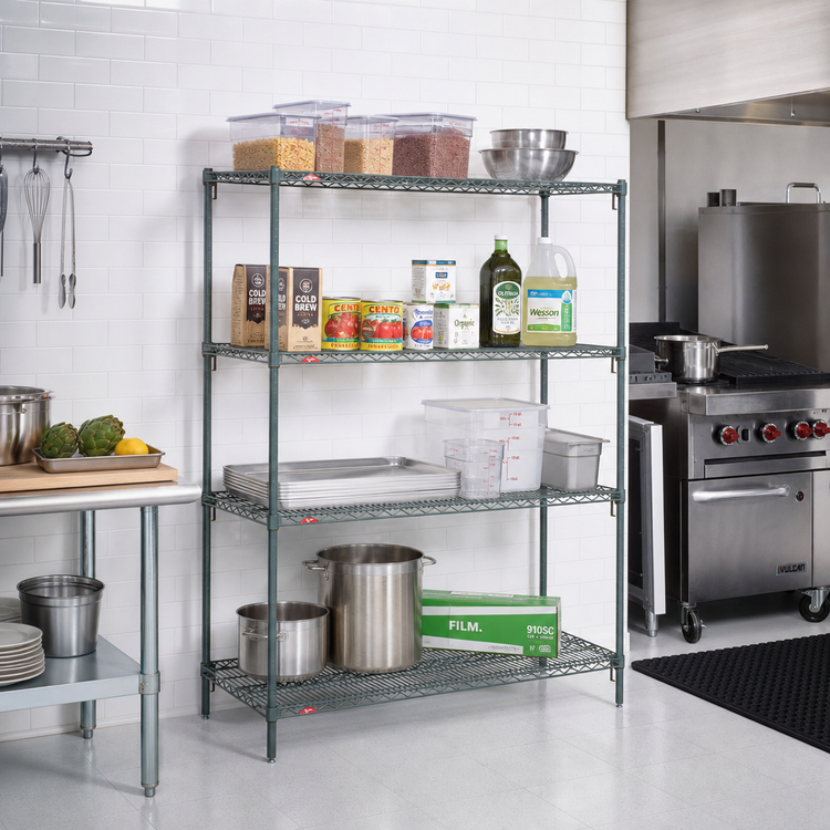 Product image #3 for Super Adjustable Super Erecta Wire Shelving Starter Unit, 48 x 18 x 63 Inches, 4 Shelves, Metroseal 3 Green Epoxy-Coated Finish