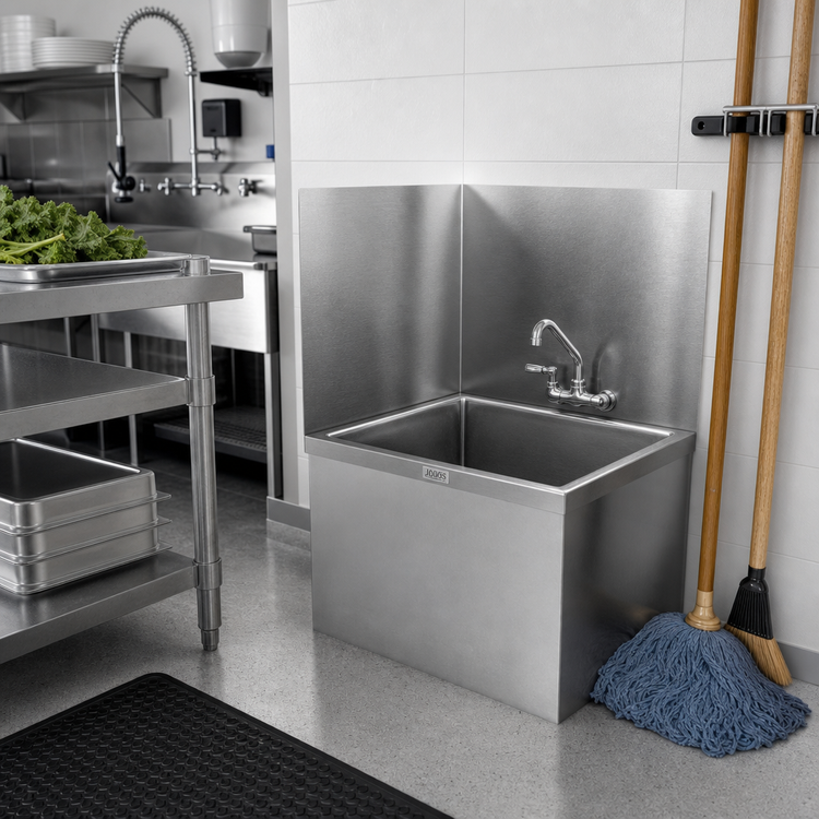 Product image #2 for John Boos Add-On Mop Sink Wainscoting Wall Guard for 24 x 24 Bowl, Rear, Left & Right, Stainless Steel