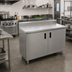 Thumbnail image #2 for Advance Tabco Special Value Series Enclosed Work Table with Cabinet Base, 72-Inch W x 24-Inch D, 16-Gauge 304 Stainless Steel Top, 5-Inch Backsplash