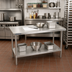 Thumbnail image #2 for Advance Tabco 30 x 24 Inch 14-Gauge 304 Stainless Steel Corner Work Table with Adjustable Undershelf and Non-Drip Edge