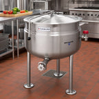 Thumbnail image #2 for Cleveland Range KDL125F 125-Gallon Direct Steam Full-Jacket Steam Kettle with Open Tri-Leg Base and 316 Stainless Steel Liner