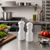 Thumbnail image #2 for American Metalcraft 6-Inch White Wood Salt & Pepper Mill / Shaker Set